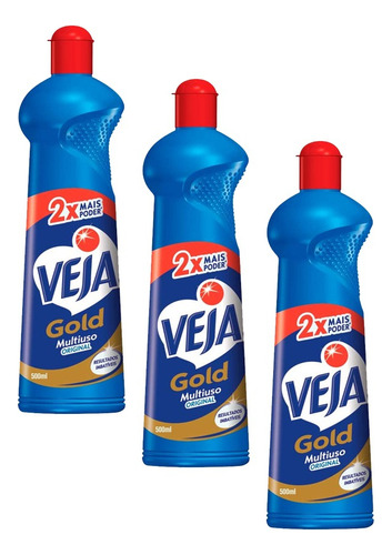 Limpador Veja Multi Uso Gold Original 500ml Kit 3