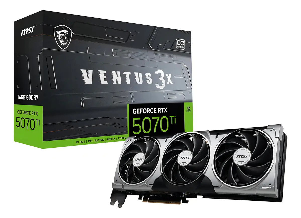 Placa De Vídeo Msi Rtx 5070 Ti Ventus 3x Oc, 16gb, Gddr7