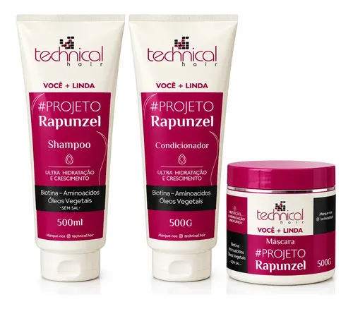 Kit Projeto Rapunzel Crescimento Capilar Shampoo Máscara