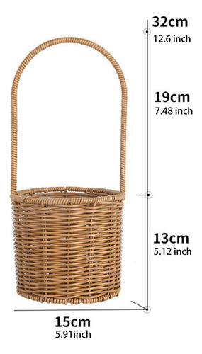 Cesta De Canasta De Manos Canasta De Decoración 15x15x32cm