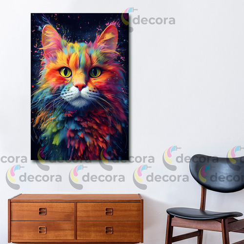 Cuadro Gatos Mascotas Michis Animales Abstract 60x90a