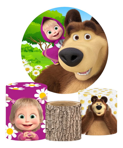 Fundas Masha Y El Oso Tela Mampara 2m, 3 Cilindros