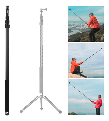 Imagen 8 de 9 de 2.6*0.89m Carbon Stick Extensible Micrófono Palo Para Gopro
