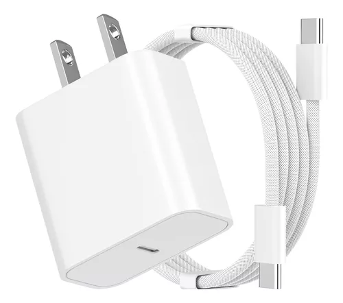 Cargador para iPhone 15, bloque de carga rápida, tipo C, 20 W, cargador de  pared con cable USB C a C de 6 pies para iPhone 15/15 Plus/15 Pro/15 Pro