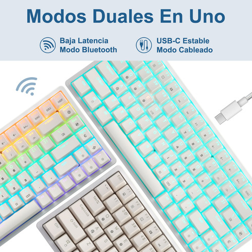 Teclado gamer bluetooth Huo Ji Mechanical gaming keyboard QWERTY Huo ji Red inglés US color blanco con luz RGB