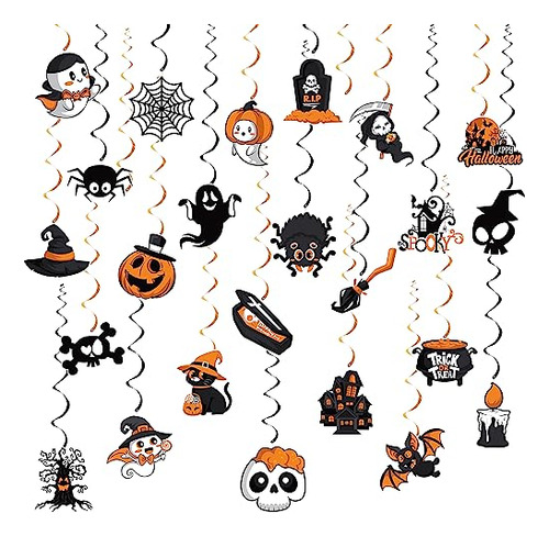 Halloween Hanging Decoration, 24pcs Halloween Swirl Cei...