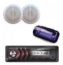 Comprar Parlante Nautico X2 + Estereo Usb Bluethooth + Frente Protector Lanchas Combo Barcos 