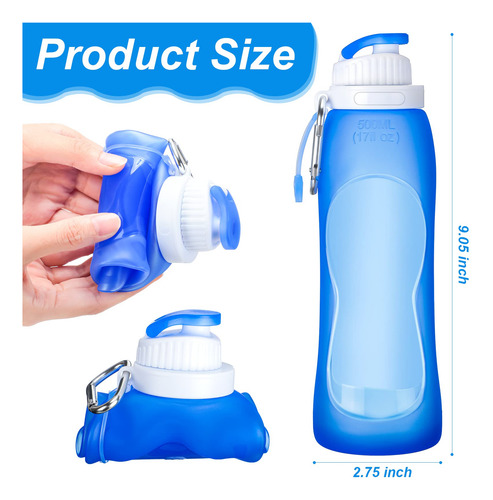 Botellas Plegables De Silicona A Prueba De Fugas 500 Ml