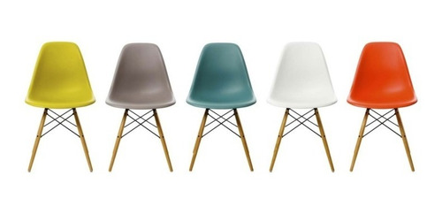 Juego De 4 Sillas Eames Con Patas De Madera, Colores Variado