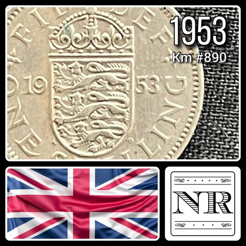 Inglaterra - 1 Shilling - Año 1953 - Km #890 - Escudo Ingles