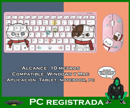 Imagen 3 de 9 de Kit Teclado Mouse Inalambrico Netmak Pc Notebook Pcreg