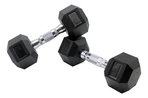 2 Mancuernas Kit Set Pesas 40 Lb 18.14kg C/u Hexagonales Fitness Musculación Gimnasio En Casa