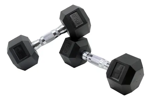 2 Mancuernas Kit Set Pesas 40 Lb 18.14kg C/u Hexagonales Fitness  Musculación Gimnasio En Casa