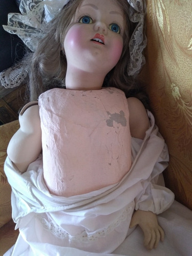 Muñeca Antigua De Porcelana Española Sellada Ry (Usado)
