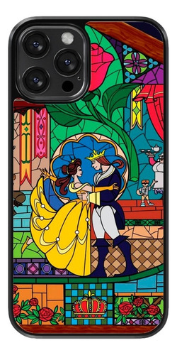 Funda Celular Bella Y Bestia Baile Catillo Mosaico Rosa Eter Color Negro iPhone 15