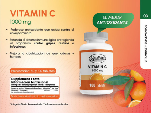 Extracto De Maca Orgánica Vitamina C 1000 Mg X 50 Qualivits