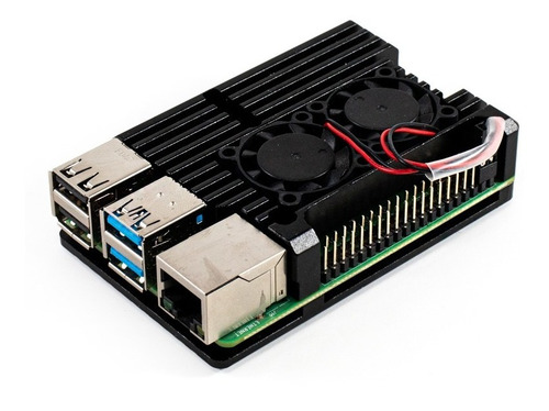 Carcasa De Aluminio Para Raspberry Pi 4 Con Ventilador Doble