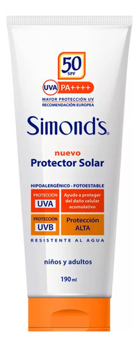 Protector Solar Simonds 50 Spf De 190ml