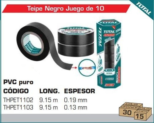 Teipe Negro 10  Total Tools