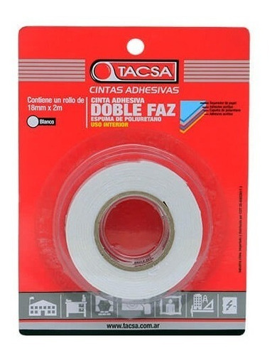 Cinta Doble Faz Adhesiva  Tacsa 18mm X 2 Mts