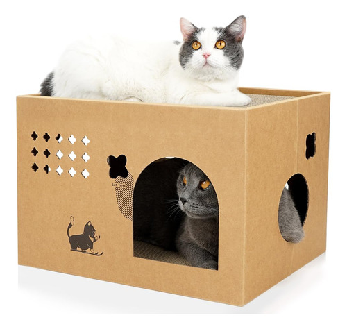 Casa De Carton Para Gatos, Rascador Grande Para Gatos De Int