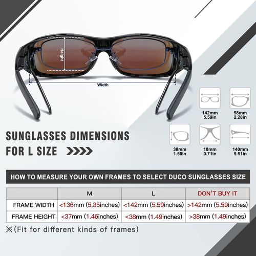 Duco Gafas Envolventes Fitover Polarizadas Para Uso Sobre Ga