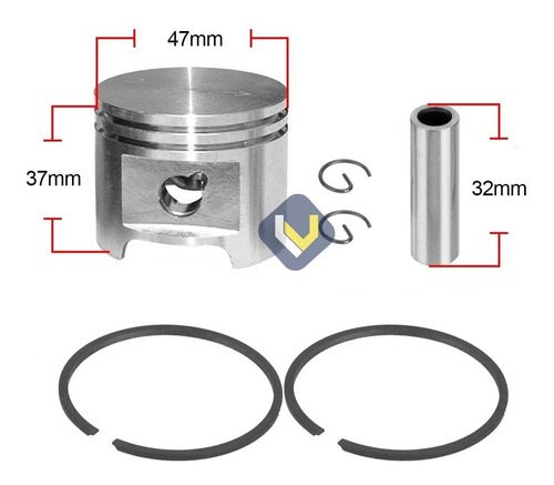 Imagen 2 de 3 de Kit Pistón Anillos Para Motosierra Ms310