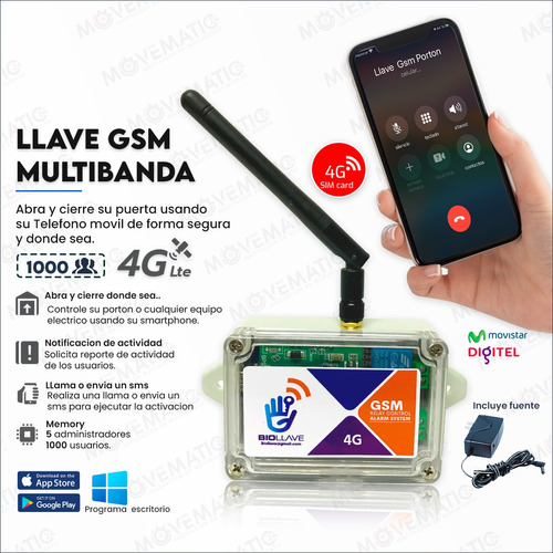 Modulo  Llave Gsm Biollave 4g , Para Porton Electrico