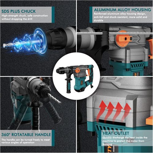 Glority Pulgada Sds-plus 13 Amperios De Martillo Rotativo De