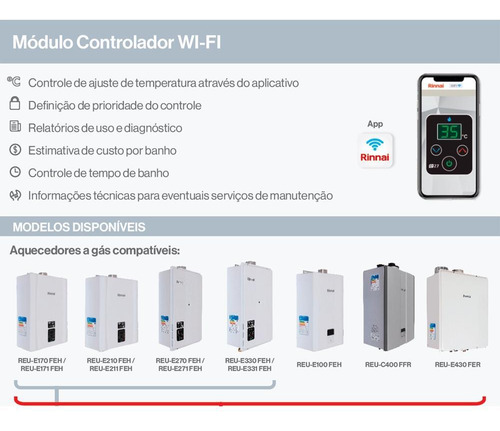 Módulo Wifi Rinnai Para E10, E17, E21, E27, E33 E E43