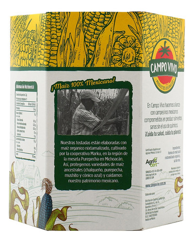 Tostadas Horneadas Orgánicas De Maíz Azul Campo Vivo 190g