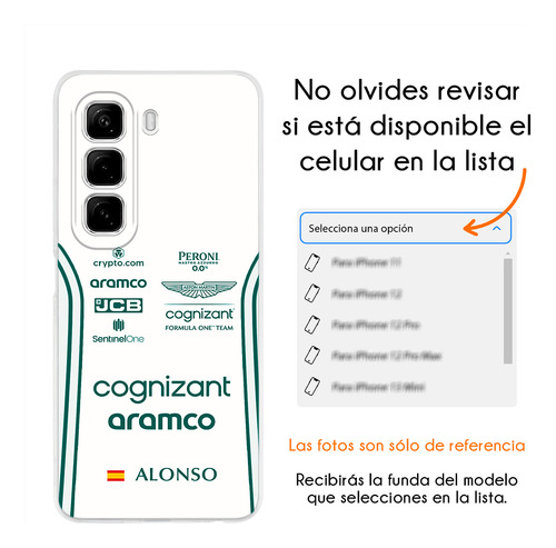 Funda Para Infinix Aston Martin F1 Fernando Alonso Case Aston Martin Blanco Smart 7 Hd