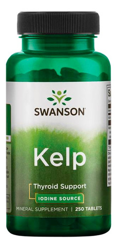 Kelp 250 Tab Fuente De Yodo Tiroides Swanson Usa Sabor Sin sabor