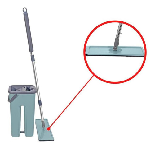 Mop Flat Balde 6 Litros Com 2 Refis Com Cabo Extensível Inox