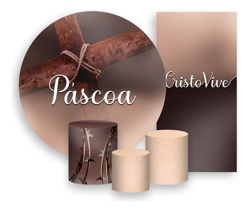 Kit Painel De Festa+ Trio Capa+ Faixa- Páscoa Cristo Vive 07 Cor Colorido