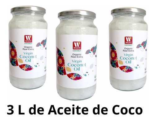 Aceite De Coco Orgánico 100% Natural Extra Virgen 3 L- Wichy