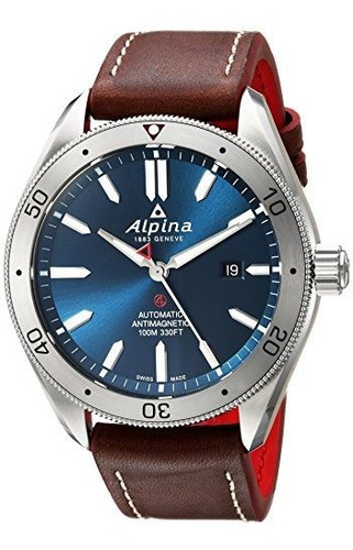 Alpina Mens Alpiner 4 Automatico De Acero Inoxidable Y Cuero