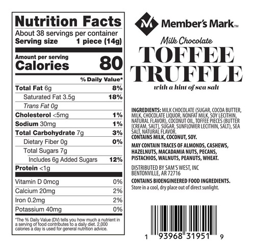 Trufa De Toffee De Chocolate Con Leche De Members Mark Con S