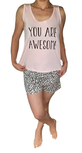  Pijama Mujer Remera Musculosa Y Short Algodon Excelente 