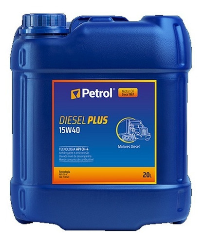 Óleo Petrol 15w40 Ch-4 Mineral Diesel Plus 20 Litros