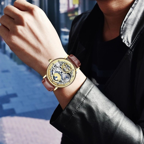Reloj Mecánico Kinyued J073 Tourbillon Skeleton