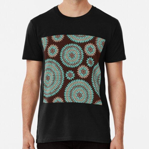 Remera Abstract Blue And Brown Flowers Geometric Pattern ALG