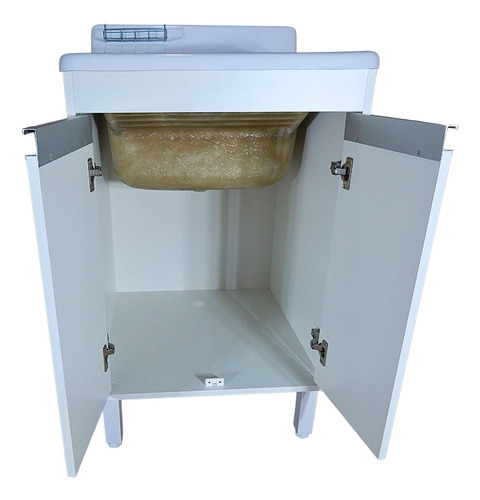 Tanque De Lavar Roupa 45l Fibra + Gabinete Mdf 56cm Montado