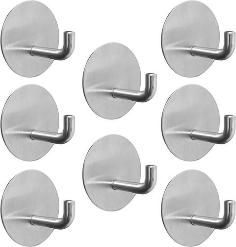 Ganchos Adhesivos Para Pared De Acero Inoxidable X8 Plateado