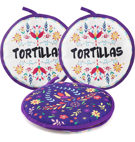 Lyellfe Paquete De 3 Bolsas Para Calentar Tortillas, Soporte