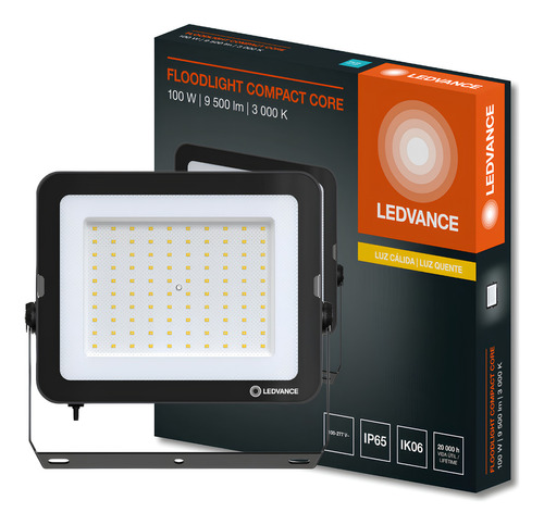 Refletor Floodlight Compact 100w 100° Ip65 Bivolt Ledvance Carcaça Preto Luz Branco-quente 110v/220v