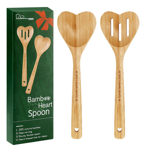 Cucharas De Madera Con Forma De Corazón Para Cocinar, 2 Unid