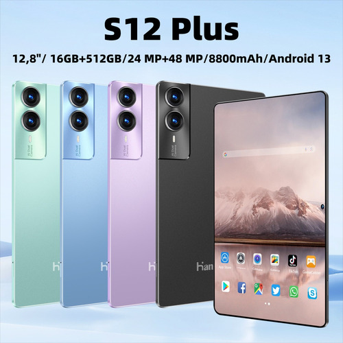 Tablet S12plus 12.8 Android 13 16+128gb Con Funda Mouse 2sim