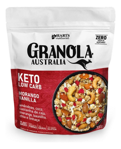 Granola Australia Keto Morango Vanilla Low Carb 300g