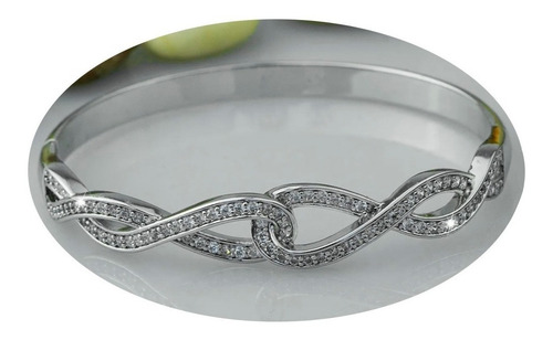 Imagen 1 de 9 de Pulsera Brazalete Oro Blanco 18k Regalo Fino Mujer Mama Lujo